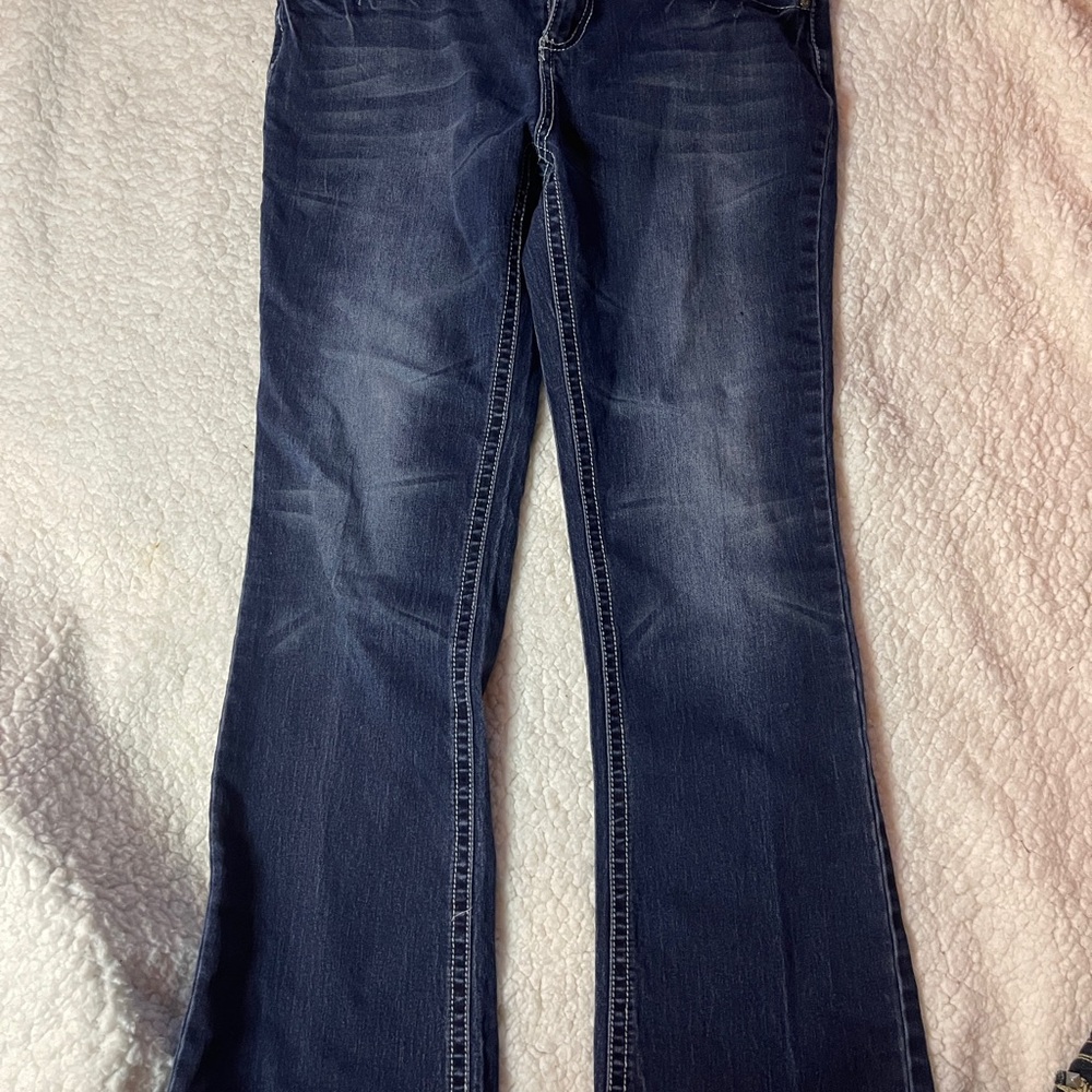 Soundgirl Blue Flare Wide Leg Jeans with Classic Indigo Style